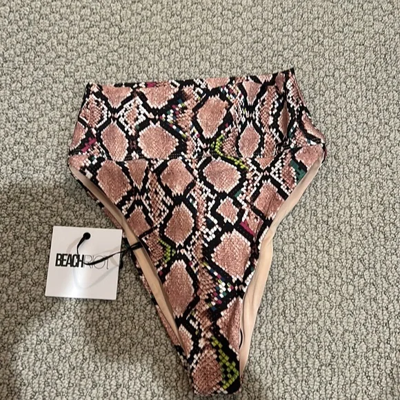 NWT Beach Riot Highway high rise bottom Jeweled Python - Picture 3 of 4